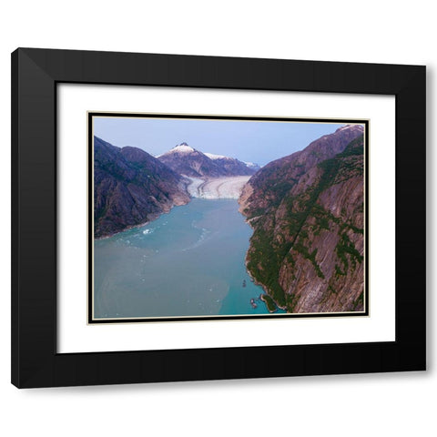 Alaska-Tracy Arm-Fords Terror Wilderness-Aerial view of Dawes Glacier at end of Endicott Arm Black Modern Wood Framed Art Print with Double Matting by Souders, Paul