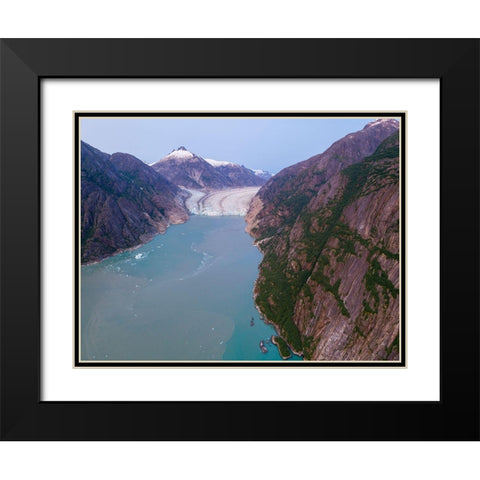 Alaska-Tracy Arm-Fords Terror Wilderness-Aerial view of Dawes Glacier at end of Endicott Arm Black Modern Wood Framed Art Print with Double Matting by Souders, Paul