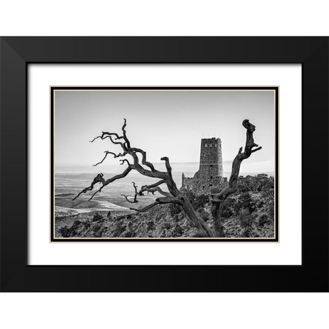 Arizona-Grand Canyon National Park-Sunrise at the Desert View Watchtower Black Modern Wood Framed Art Print with Double Matting by Collins, Ann