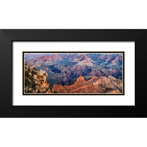 Arizona-Grand Canyon National Park-Panoramic view of dawn from Yaki Point Black Modern Wood Framed Art Print with Double Matting by Collins, Ann