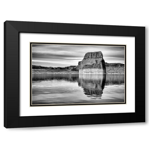 Arizona-Page-Lone Rock at Lake Powell Black Modern Wood Framed Art Print with Double Matting by Collins, Ann