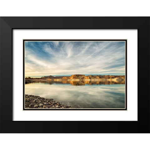 Arizona-Page-Late afternoon at Lake Powells Lone Rock Beach Black Modern Wood Framed Art Print with Double Matting by Collins, Ann