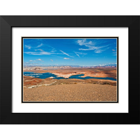 USA-Arizona-Page Glen Canyon National Recreation Area-Lake Powell with low water Black Modern Wood Framed Art Print with Double Matting by Friel, Bernard