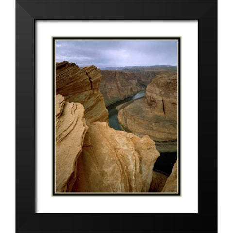 AZ, Horseshoe Bend of the Colorado River Black Modern Wood Framed Art Print with Double Matting by Zuckerman, Jim
