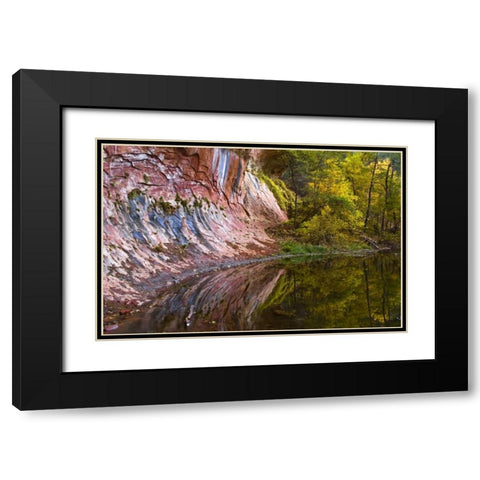 AZ, Sedona Cliff recflection along a creek Black Modern Wood Framed Art Print with Double Matting by OBrien, Jay