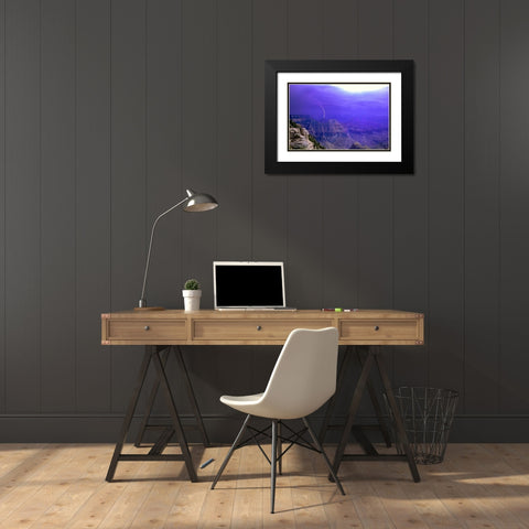 AZ, Grand Canyon, Lightning storm over the canyon Black Modern Wood Framed Art Print with Double Matting by Welling, Dave