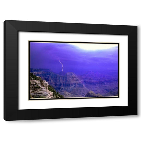 AZ, Grand Canyon, Lightning storm over the canyon Black Modern Wood Framed Art Print with Double Matting by Welling, Dave