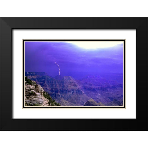 AZ, Grand Canyon, Lightning storm over the canyon Black Modern Wood Framed Art Print with Double Matting by Welling, Dave