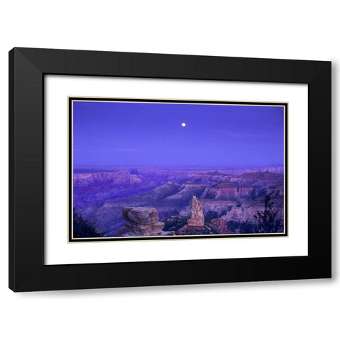 AZ, Grand Canyon, Moonrise over Point Imperial Black Modern Wood Framed Art Print with Double Matting by Welling, Dave