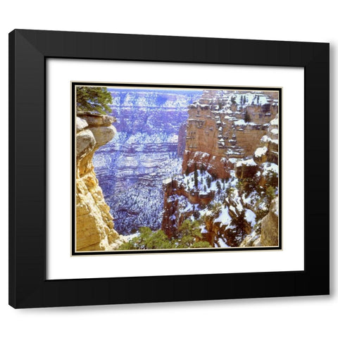 AZ, Grand Canyon, Winter snow on rock formations Black Modern Wood Framed Art Print with Double Matting by Talbot Frank, Christopher