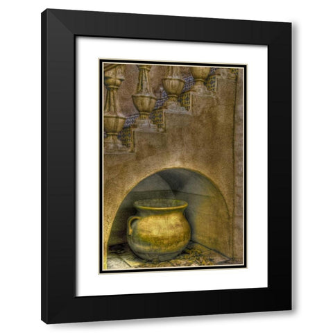 AZ, Sedona Ceramic pot in niche under stairway Black Modern Wood Framed Art Print with Double Matting by OBrien, Jay