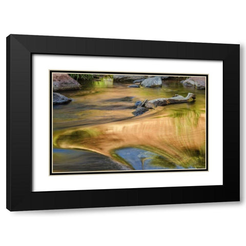 USA, Arizona, Sedona Autumn reflections on water Black Modern Wood Framed Art Print with Double Matting by OBrien, Jay