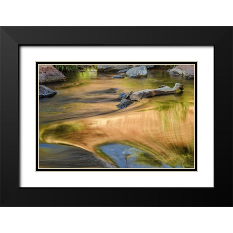 USA, Arizona, Sedona Autumn reflections on water Black Modern Wood Framed Art Print with Double Matting by OBrien, Jay