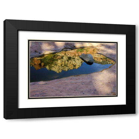 Arizona, Sedona Autumn reflection in water Black Modern Wood Framed Art Print with Double Matting by OBrien, Jay