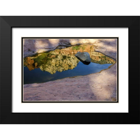 Arizona, Sedona Autumn reflection in water Black Modern Wood Framed Art Print with Double Matting by OBrien, Jay