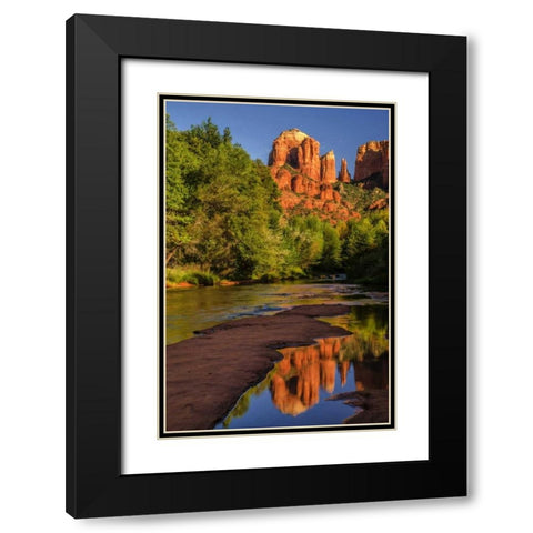 USA, Arizona Cathedral Rock reflects in creek Black Modern Wood Framed Art Print with Double Matting by OBrien, Jay