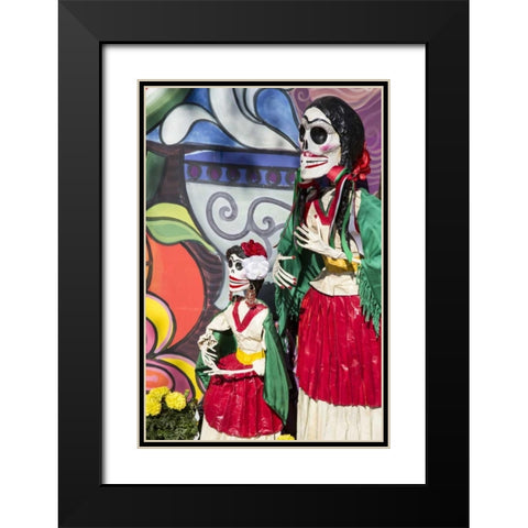 AZ, Phoenix Skeleton and mural at celebration Black Modern Wood Framed Art Print with Double Matting by Kaveney, Wendy