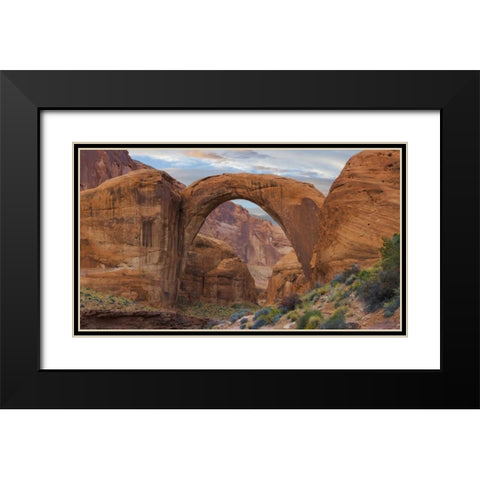 Arizona Rainbow Bridge arch in Glen Canyon NRA Black Modern Wood Framed Art Print with Double Matting by Paulson, Don