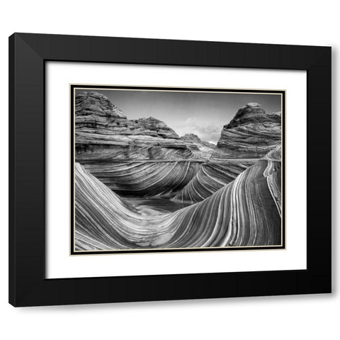 AZ, Vermilion Cliffs, Paria Canyon The Wave Black Modern Wood Framed Art Print with Double Matting by Flaherty, Dennis