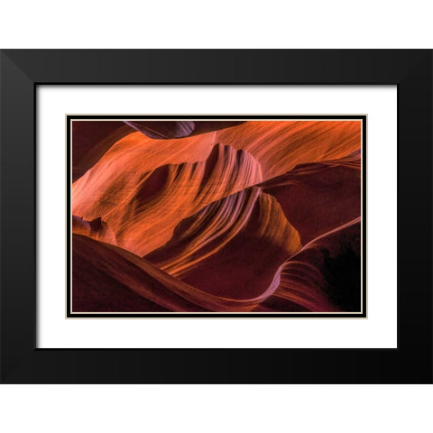 Arizona, Paige Rock patterns in Antelope Canyon Black Modern Wood Framed Art Print with Double Matting by OBrien, Jay
