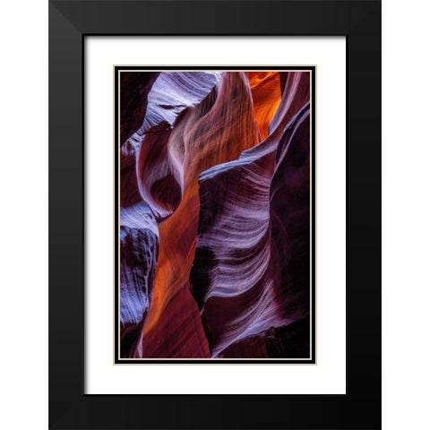 Arizona, Paige Rock patterns in Antelope Canyon Black Modern Wood Framed Art Print with Double Matting by OBrien, Jay