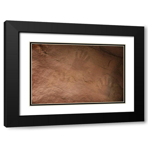 AZ, Grand Canyon, Ancient Anasazi hand prints Black Modern Wood Framed Art Print with Double Matting by Grall, Don