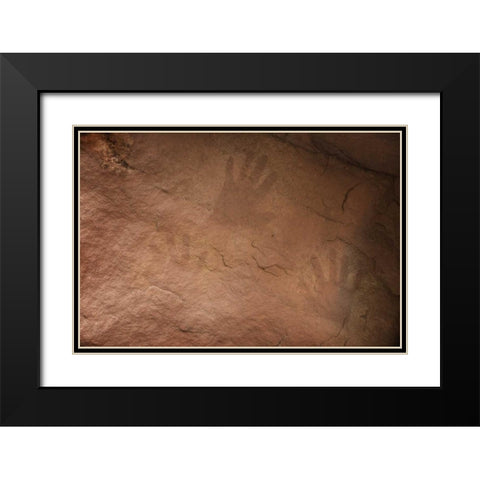 AZ, Grand Canyon, Ancient Anasazi hand prints Black Modern Wood Framed Art Print with Double Matting by Grall, Don