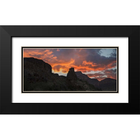 Arizona, Grand Canyon NP Sunset on canyon cliffs Black Modern Wood Framed Art Print with Double Matting by Grall, Don