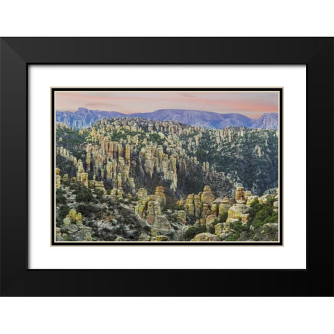 Arizona, Chiricahua Sunrise on rocky landscape Black Modern Wood Framed Art Print with Double Matting by Paulson, Don