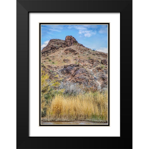Arizona Ancient petroglyphs on rocks  Black Modern Wood Framed Art Print with Double Matting by Jaynes Gallery