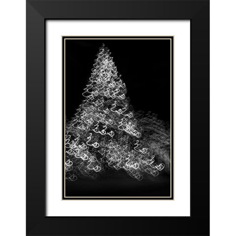 USA-Arizona-Buckeye-Black and white abstract motion of Christmas tree at night Black Modern Wood Framed Art Print with Double Matting by Jaynes Gallery