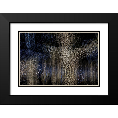 USA-Arizona-Buckeye-Abstract of decorated trees at night during Christmas Black Modern Wood Framed Art Print with Double Matting by Jaynes Gallery