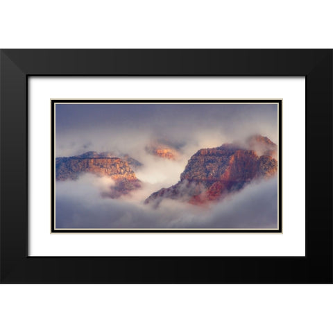 USA-Arizona-Grand Canyon-Foggy sunrise on canyon Black Modern Wood Framed Art Print with Double Matting by Jaynes Gallery