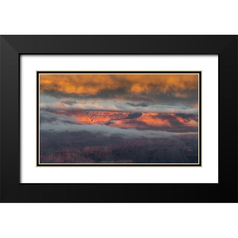 USA-Arizona-Grand Canyon-Foggy sunrise on canyon Black Modern Wood Framed Art Print with Double Matting by Jaynes Gallery