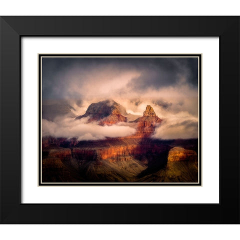 USA-Arizona-Grand Canyon-Foggy sunrise on canyon Black Modern Wood Framed Art Print with Double Matting by Jaynes Gallery