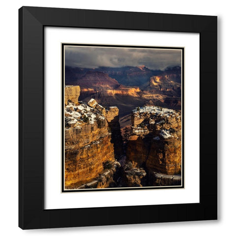 USA-Arizona-Grand Canyon-Winter sunset on canyon landscape Black Modern Wood Framed Art Print with Double Matting by Jaynes Gallery