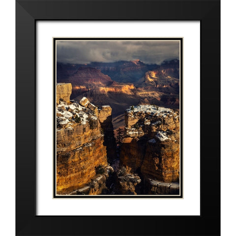 USA-Arizona-Grand Canyon-Winter sunset on canyon landscape Black Modern Wood Framed Art Print with Double Matting by Jaynes Gallery