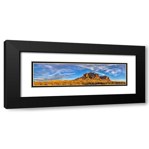 USA- Arizona- Superstition Mountains. Panoramic of mountains and desert. Black Modern Wood Framed Art Print with Double Matting by Jaynes Gallery