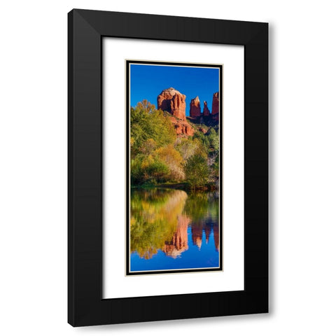 USA- Arizona- Red Rock State Park with Oak Creek and Cathedral Rock Black Modern Wood Framed Art Print with Double Matting by Gulin, Darrell