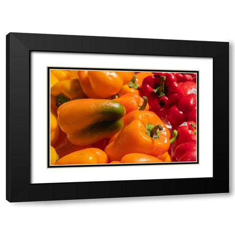 Peppers Black Modern Wood Framed Art Print with Double Matting by Theodore, George and Marilu