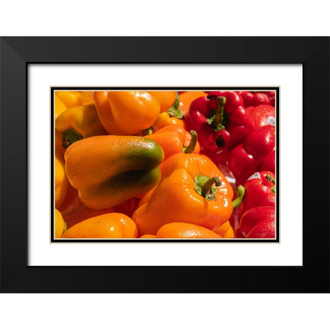 Peppers Black Modern Wood Framed Art Print with Double Matting by Theodore, George and Marilu