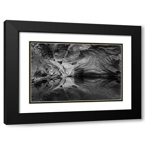 Abstract black and white reflection in North Canyon-Grand Canyon National Park-Arizona-USA Black Modern Wood Framed Art Print with Double Matting by Garber, Howie