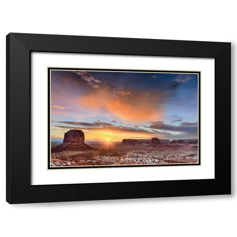 Sunrise-Monument Valley Black Modern Wood Framed Art Print with Double Matting by Ford, John
