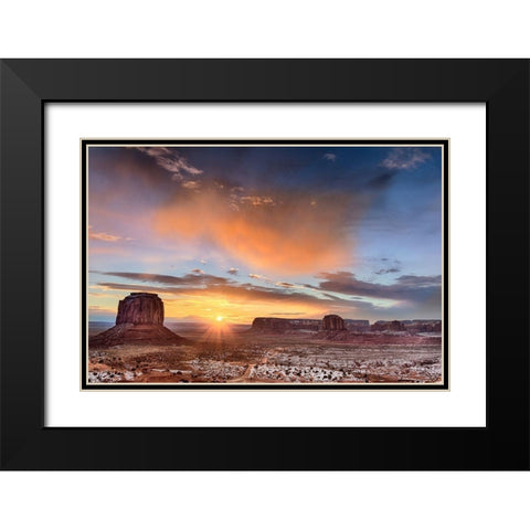 Sunrise-Monument Valley Black Modern Wood Framed Art Print with Double Matting by Ford, John