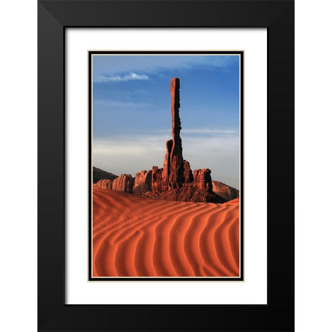 Totem pole-sand ripples-Monument Valley-Arizona-USA Black Modern Wood Framed Art Print with Double Matting by Hersen, Michel