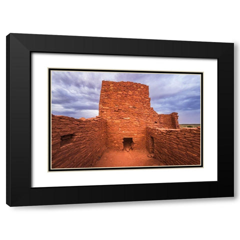 Approaching storm over Wukoki Ruin-Wupatki National Monument-Arizona Black Modern Wood Framed Art Print with Double Matting by Bishop, Russ