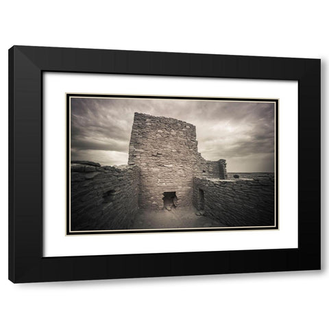 Approaching storm over Wukoki Ruin-Wupatki National Monument-Arizona Black Modern Wood Framed Art Print with Double Matting by Bishop, Russ