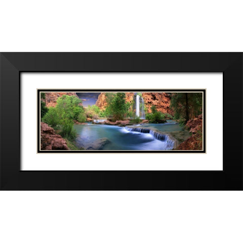 Havasu Falls at the bottom of the Grand Canyon in Arizona Black Modern Wood Framed Art Print with Double Matting by SMO
