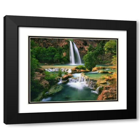 Havasu Falls at the bottom of the Grand Canyon in Arizona Black Modern Wood Framed Art Print with Double Matting by SMO