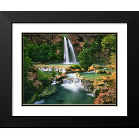 Havasu Falls at the bottom of the Grand Canyon in Arizona Black Modern Wood Framed Art Print with Double Matting by SMO